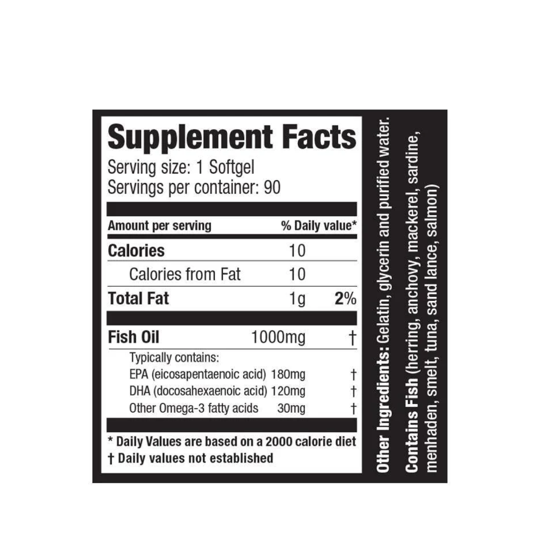 Omega 3 Fish Oil 1000mg — 90 Cápsulas