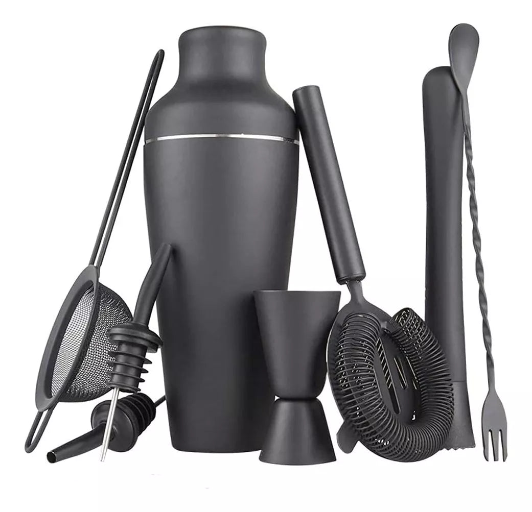 Juego Coctelera Set 8pzs Negro Mate