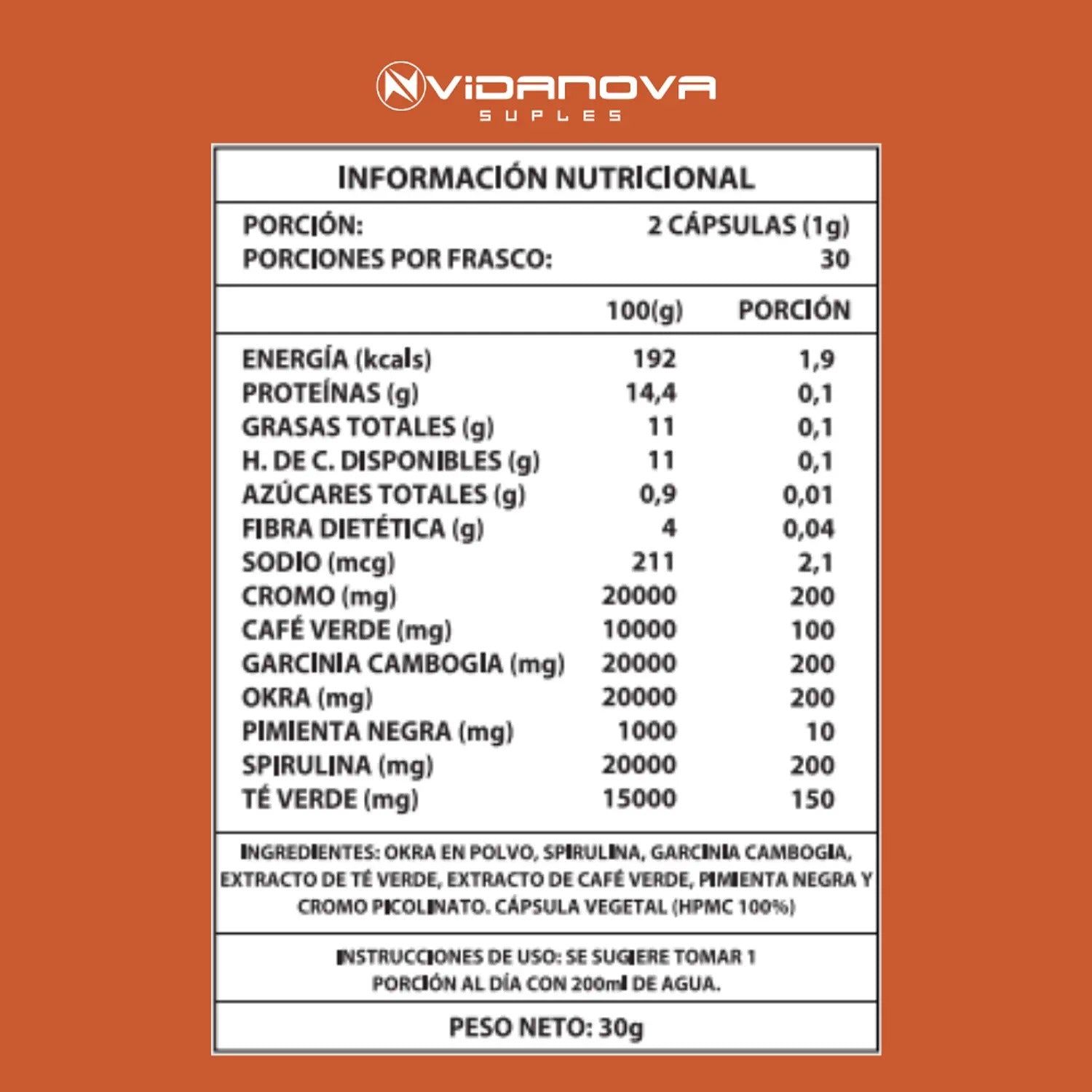 Okra Burner 1000mg, ingredientes y modo de uso