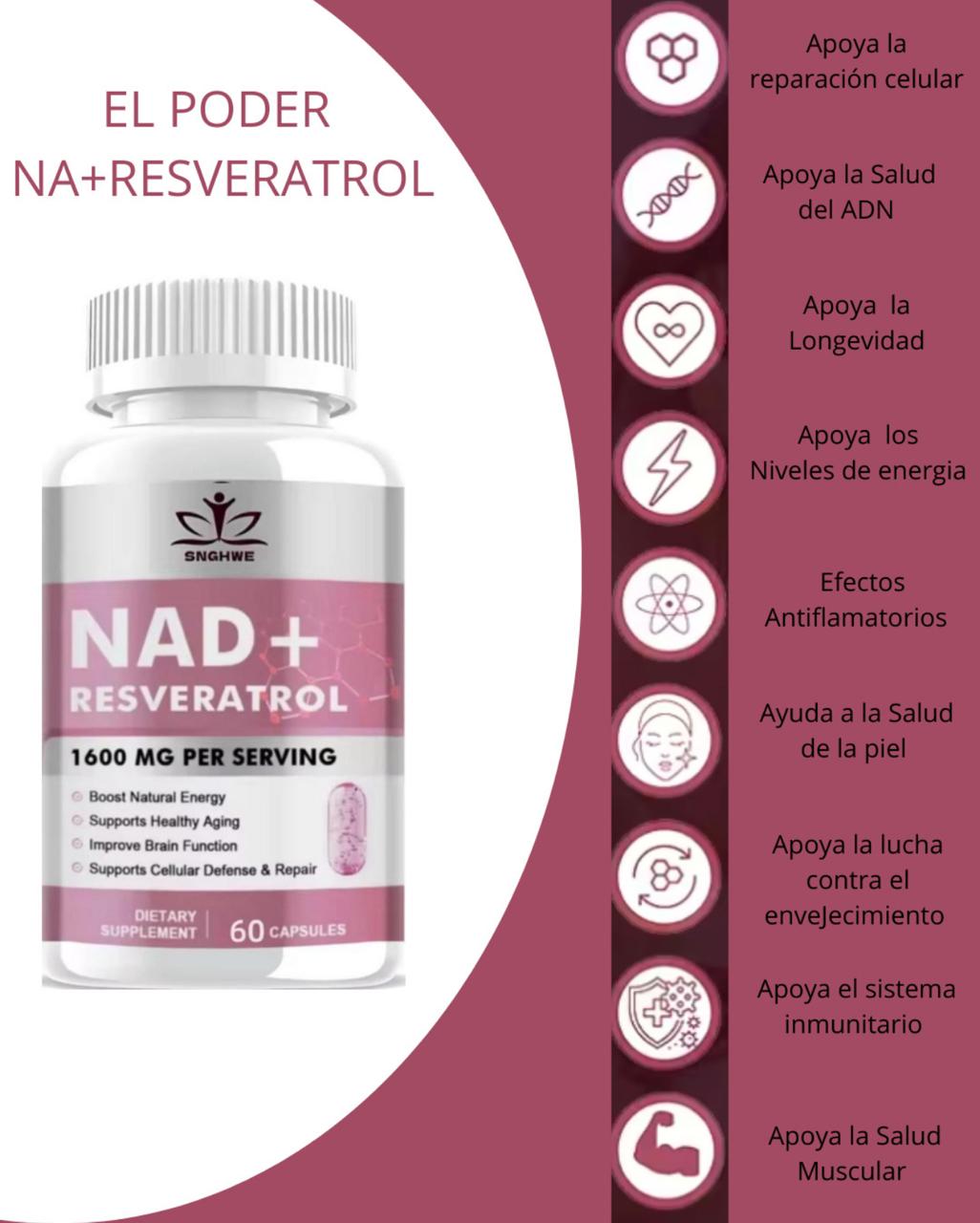 NAD+ Resveratrol 60 Cápsulas