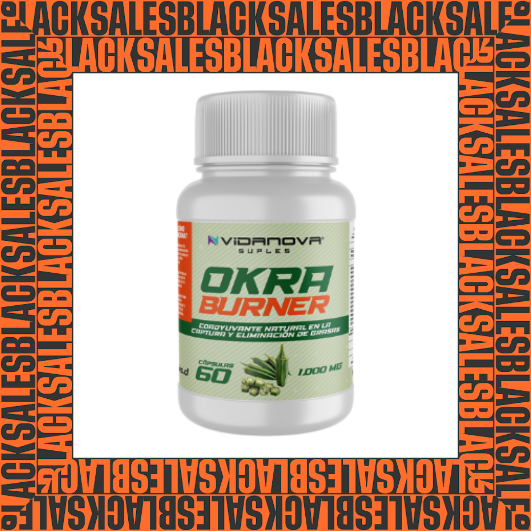 Bote de Okra Burner 1000mg, 60 cápsulas, suplemento para control de peso