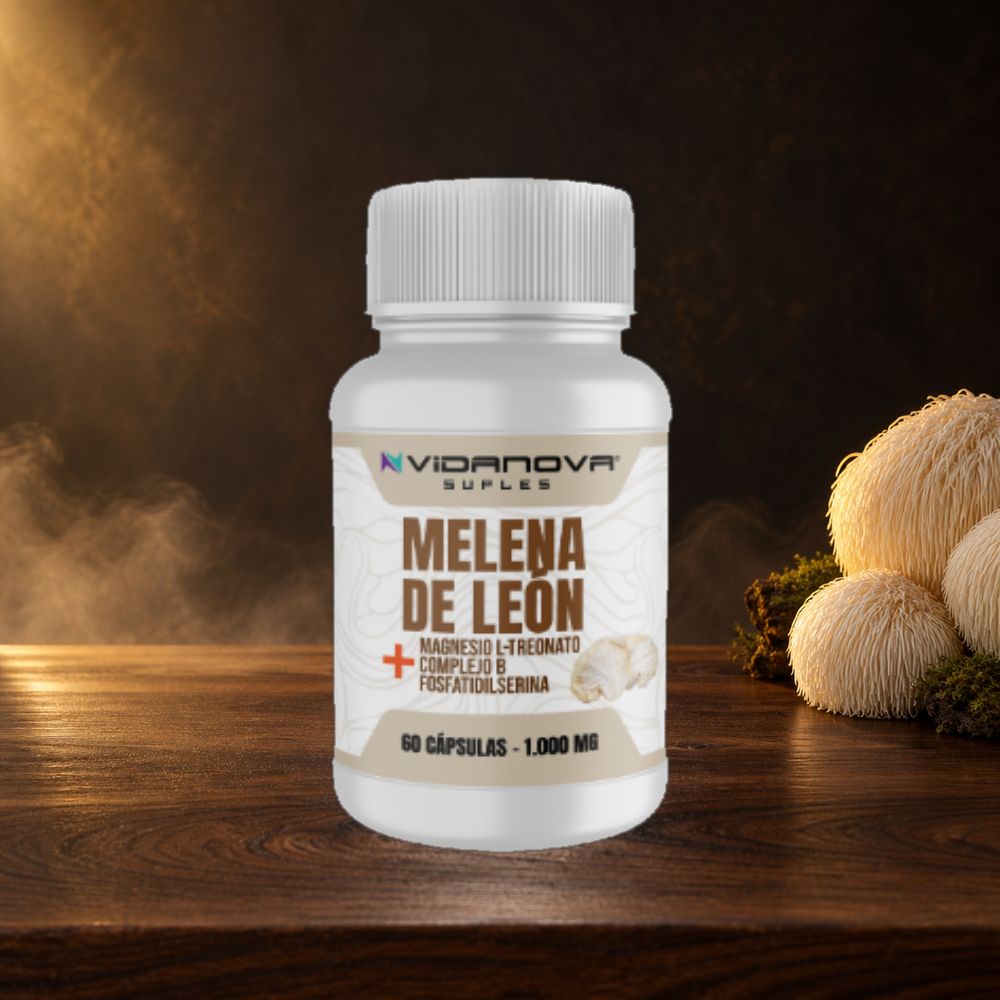 Bote de Melena de León Fortificada 1000mg, 60 cápsulas, suplemento nootrópico